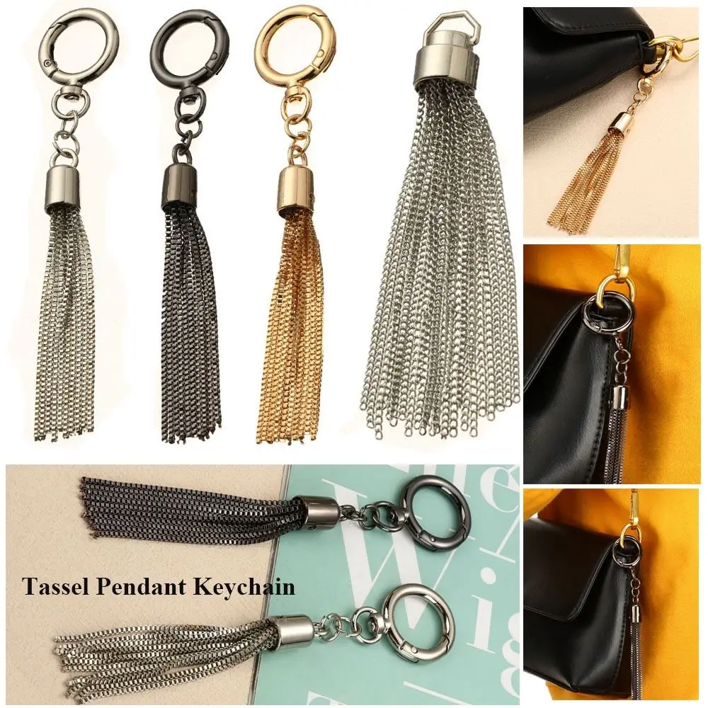 Handbag Tassel Metal Decoration Buckle Tassel Pendant Keychain for Shoulder Bag Purse Hardware Accessories