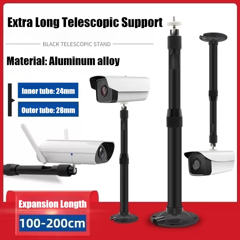 

75-150cm/100-200cm Adjustable Projector Stand Wall Ceiling Mount Aluminium Alloy Swivel Telescopic Camera Bracket Extension Rod