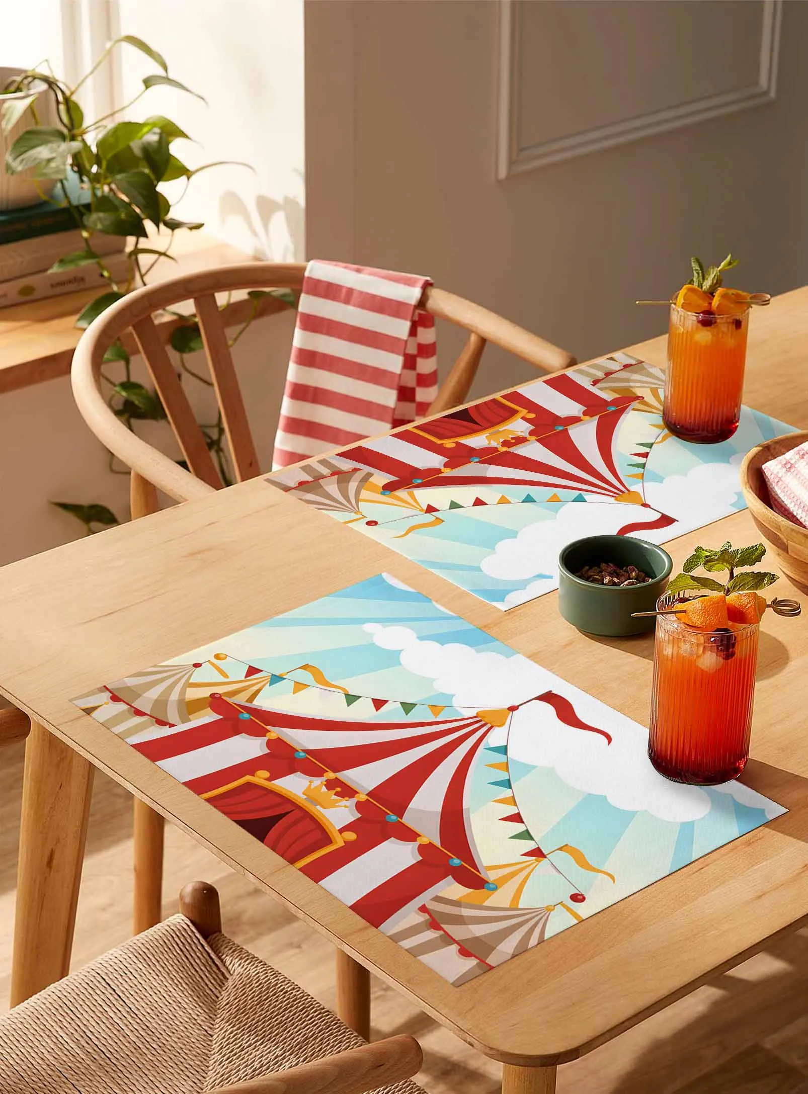 

4/6 Pcs Cartoon Childhood Sky Cloud Playground Placemat Wedding Party Dining Decor Linen Table Mat Kitchen Accessories