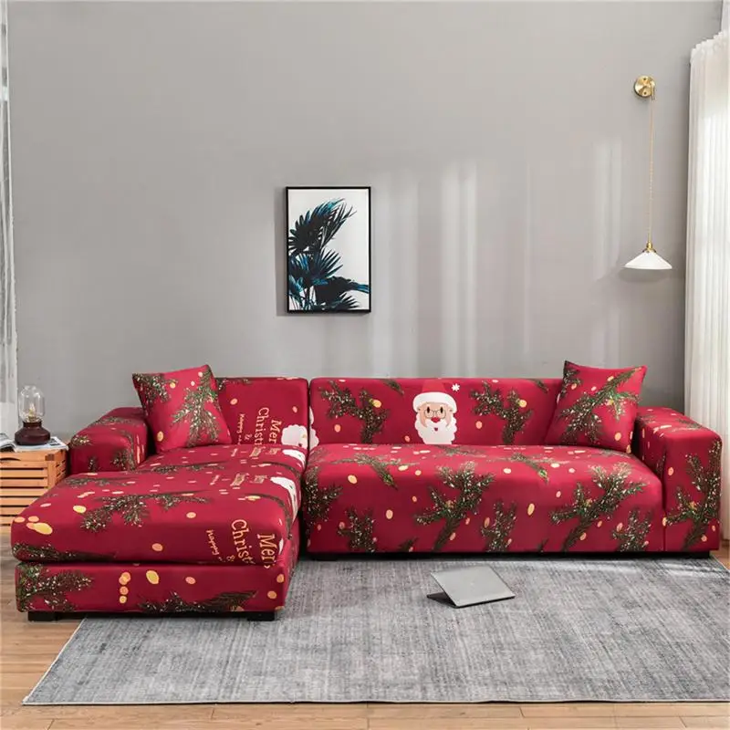 3 Seater Christmas Sofa Cover Stretch Slip Covers Plastic Furniture Protector Spandex Couch Cover for Party Hotel Home Decor