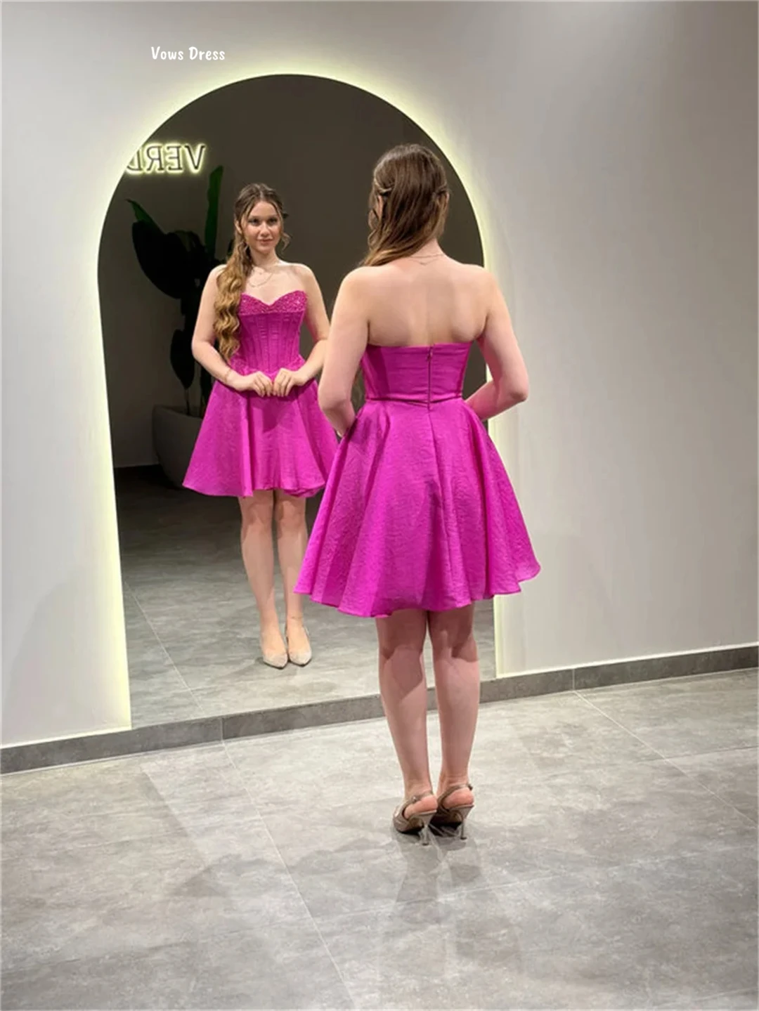 Vows Robes De Cocktail en mousseline De soie robe De soirée femme ligne une Robes De soirée élégantes pour mariage femme sur mesure bustier tubulaire bal