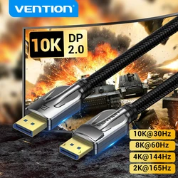 Vention 10K DisplayPort Cable 8K@60Hz 4K@165Hz 40Gbps Puerto de visualización Cable de audio Compatible con HDR HDCP 2.2 para monitor de juegos TV DP 2.0