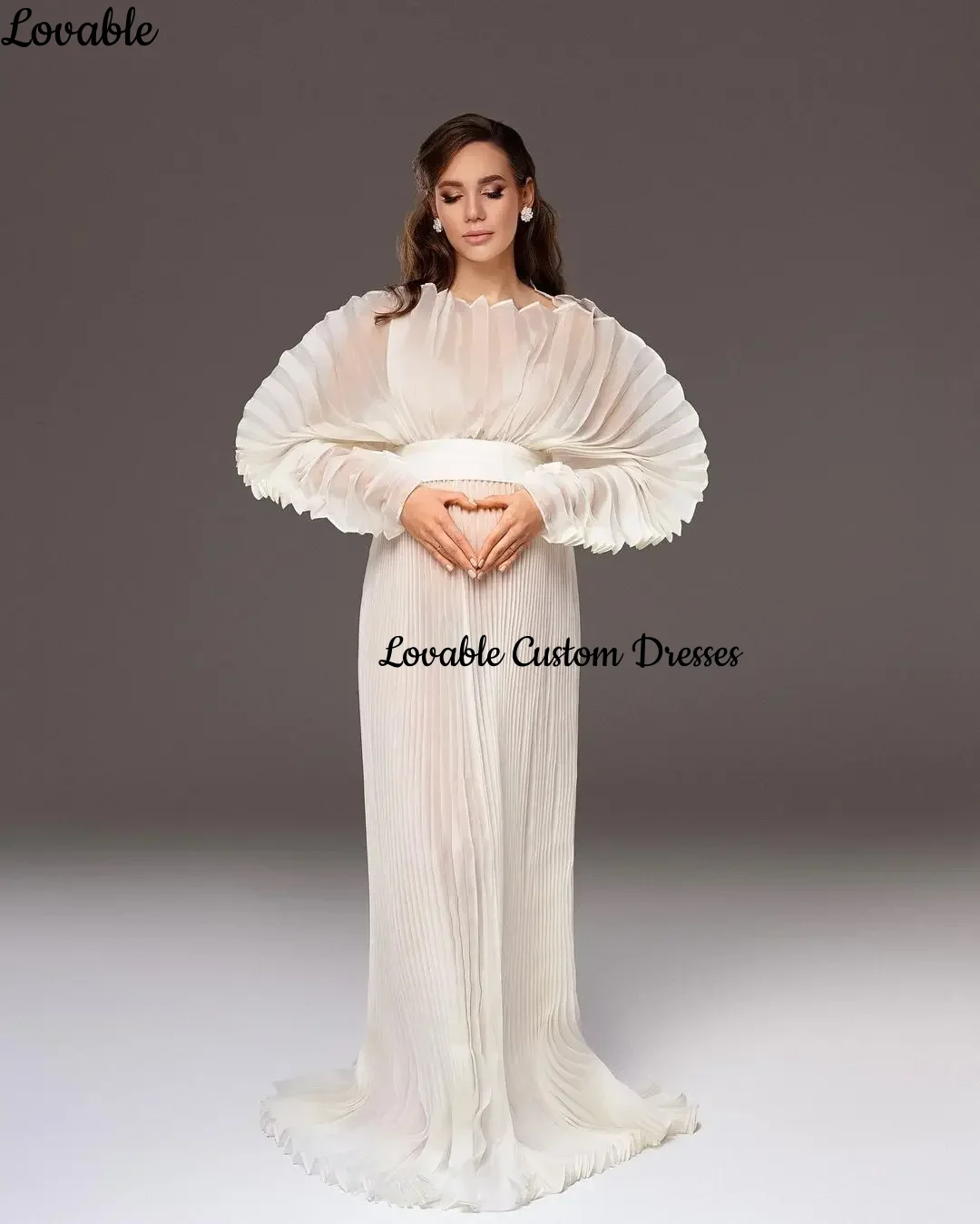 ที่กําหนดเอง FBساتة A-Line Off-The-Shoulder คอยาว Ruffle ชุดราตรีหรูหราซิปแขนยาว Dresse