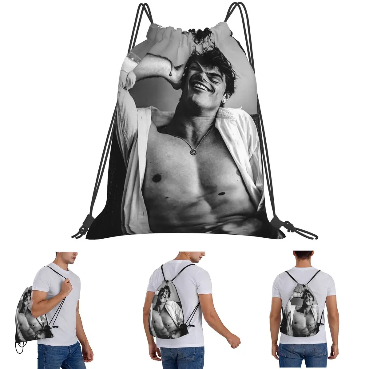 Jacob Elordi Australian Actor Backpacks Portable Drawstring Bags Sports Bag Book Bags for Man Woman School