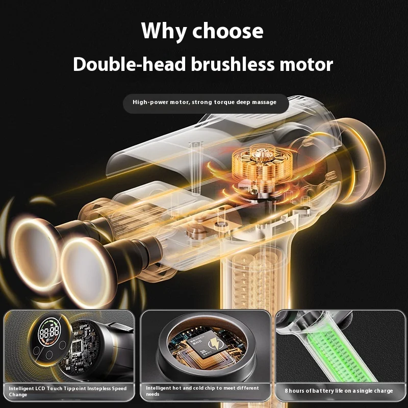 Handheld Double Head Massage Gun Equipment with Digital Display Deep Tissue Percussion Muscle Massage Fascial Gun Gym Home Use