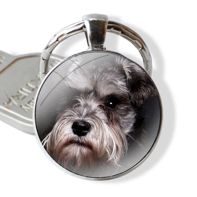 Keychain Handmade Glass Cabochon Key Ring Holder Pendant Key Chains Scottish Terrier Dog Puppy Puppies