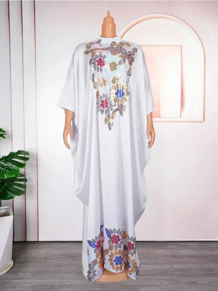 

African Dresses for Women Summer Sequin Plus Size Africa Long Sleeve Maxi Dress Gowns Kaftan Dashiki Africa Clothes Muslim Abaya