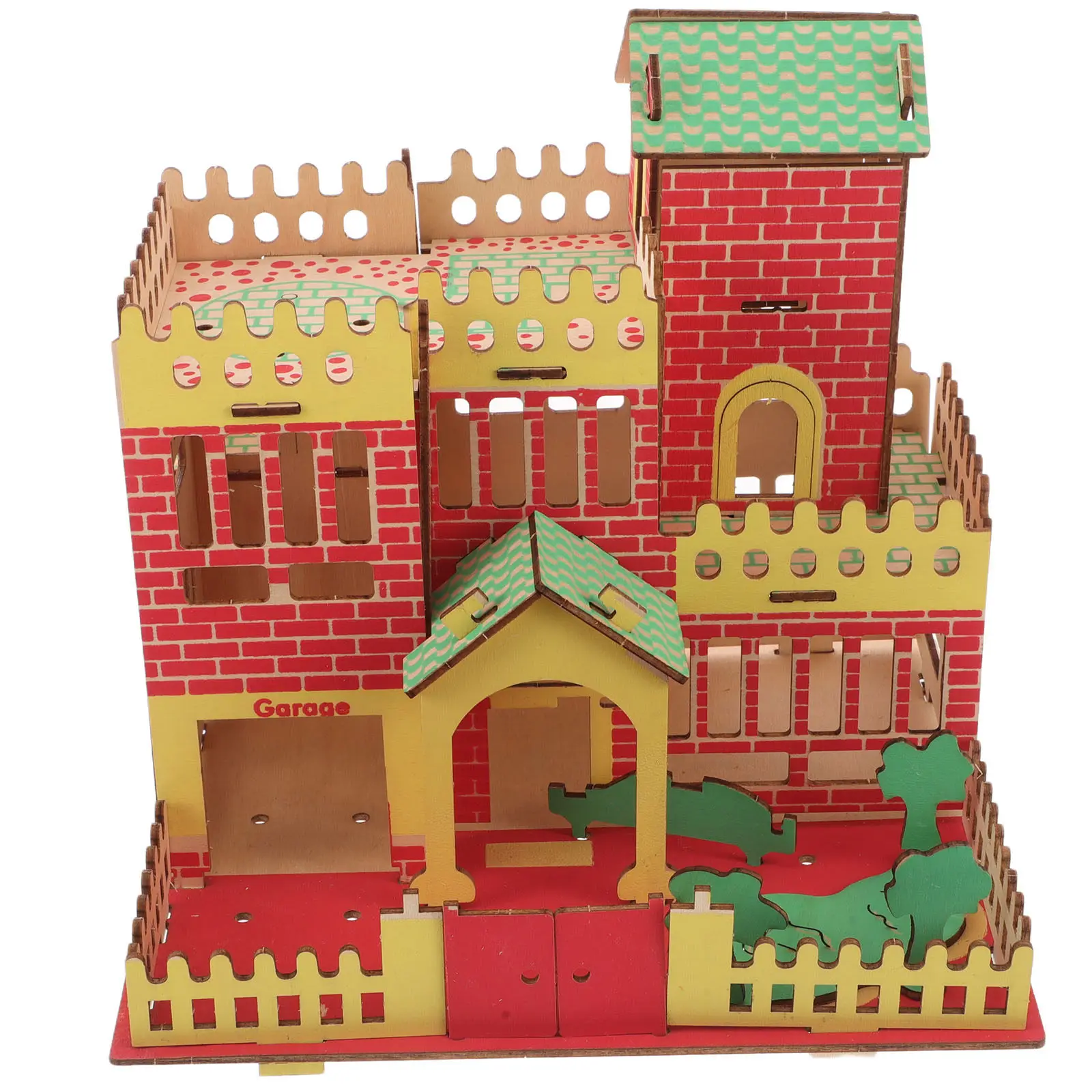 

1Set 3D Wooden House Puzzle Kit DIY Small Wooden Construction Craft Educational Hand-Assembled Miniature Puzzle for Early