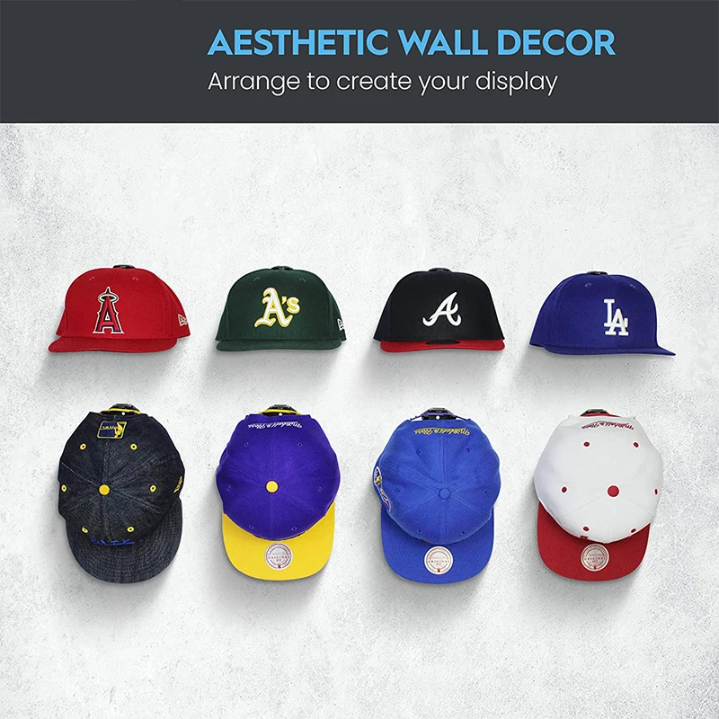 Hat Rack Baseball Caps Hooks Hangers Adhesive Hat Display Hooks Cap Organizer Holder for Wall Door Closet Bedroom