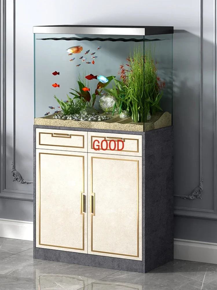 European Style Fish Tank Cabinet Base Cabinet Light Luxury with Drawer Base Cabinet Aquarium Floor 1