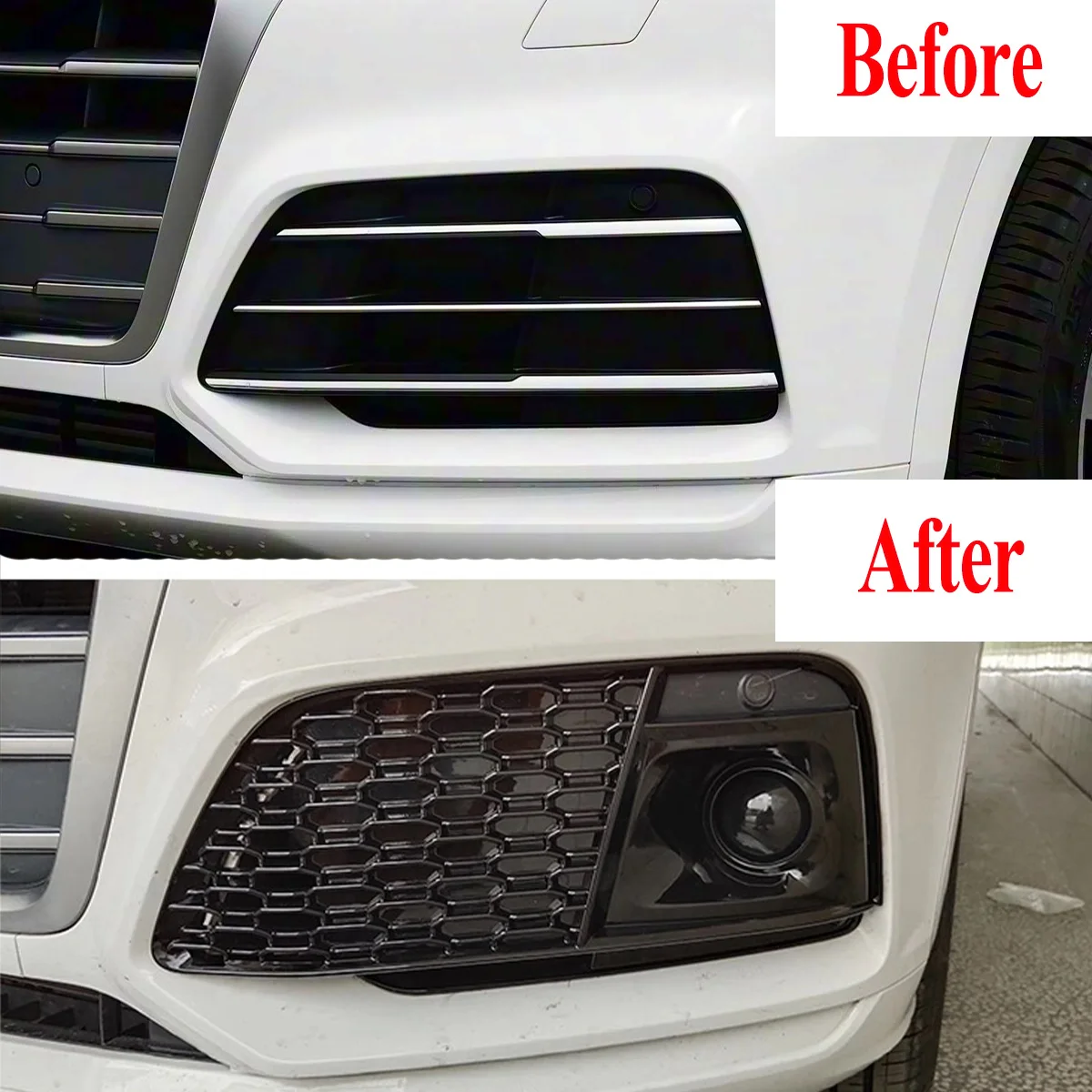 RSQ5 Stile Anteriore Fendinebbia Lampada Lunetta Griglia di Copertura con ACC per Audi Q5 S Line SQ5 RS Q5 2018 2019 2020 Magickit