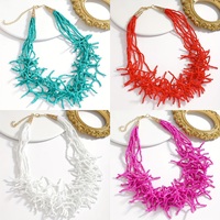 Summer Beaded Coral Necklace For Women Boho Ethnic Retro Multilayer Holiday Beach Jewelry Gift for Girlfriends Moms