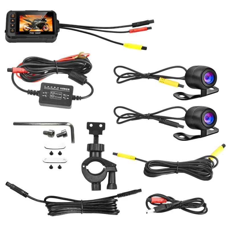 

1080P Waterproof Motorcycle Camera DVR Motorcycle Dashcam 3 Inch Front & Rear Video Recorder DVR Black