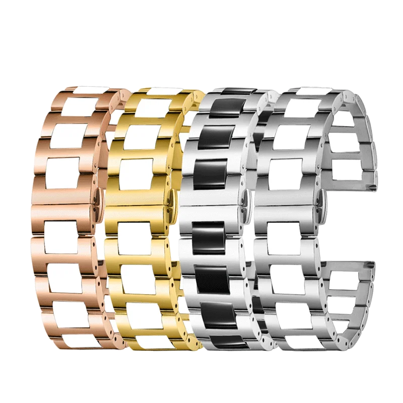 For Casio Small Square Ceramic Watch Band Women LA670 3191 LA670W Small Gold Watch Stainless Steel Ceramic Strap 13mm Bracelet