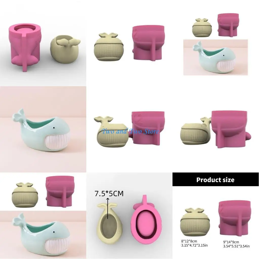 

HX6F Pots Silicone Mold Whale Flexible Silicone Planter Moulds Flower Vase Molds Suitable for Home and Office