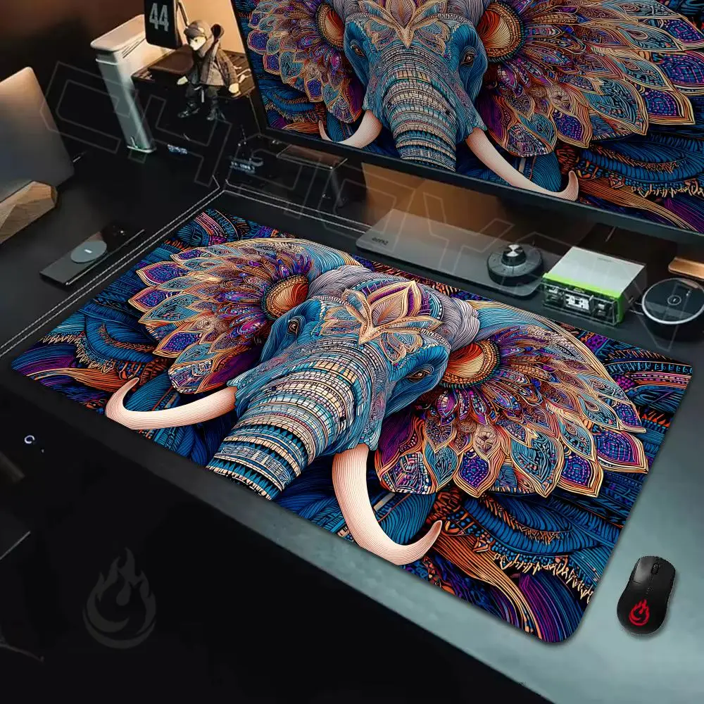 Artistic Elephant Pattern Mouse Pad Large Computer Office Game Table Mats Rubber Anti-slip XXL Mouse Mat HDP Long Desk Pads