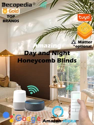 Decopedia Motorized Honeycomb Blinds Smart Motorized Day and Night Blinds Cellular Shades for Windows  Wifi Google Alexa