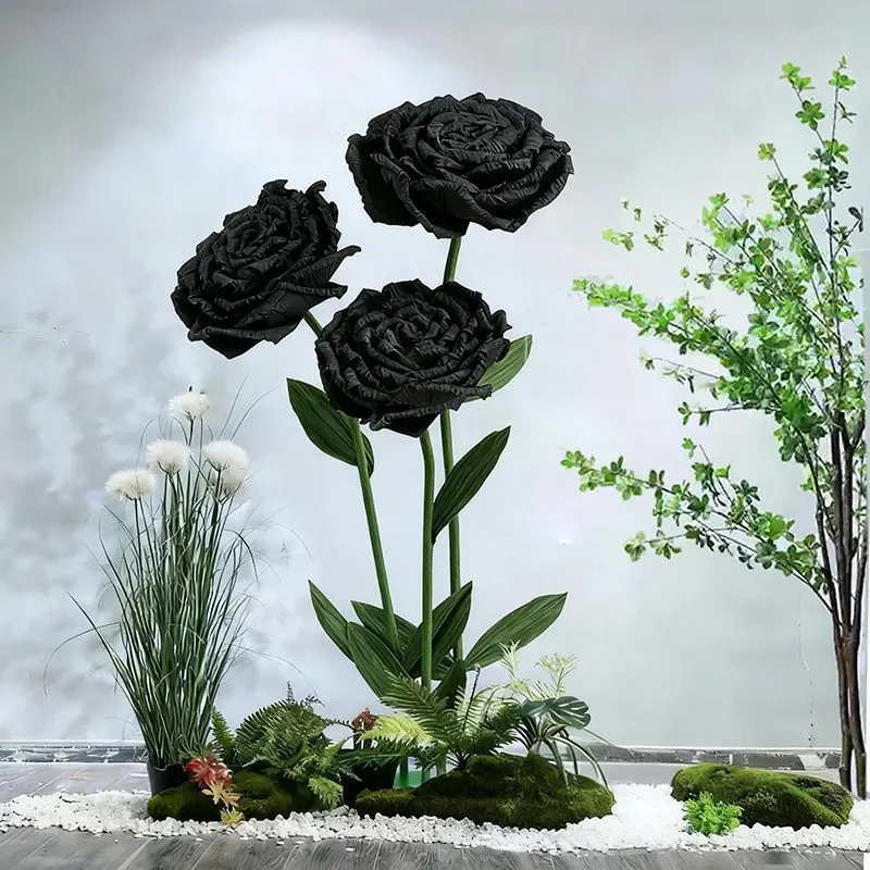 Giant Handmade Paper Rose Flower Large Decorative Bloom for Wedding Party Mall Display Photography Props Home Wall Art