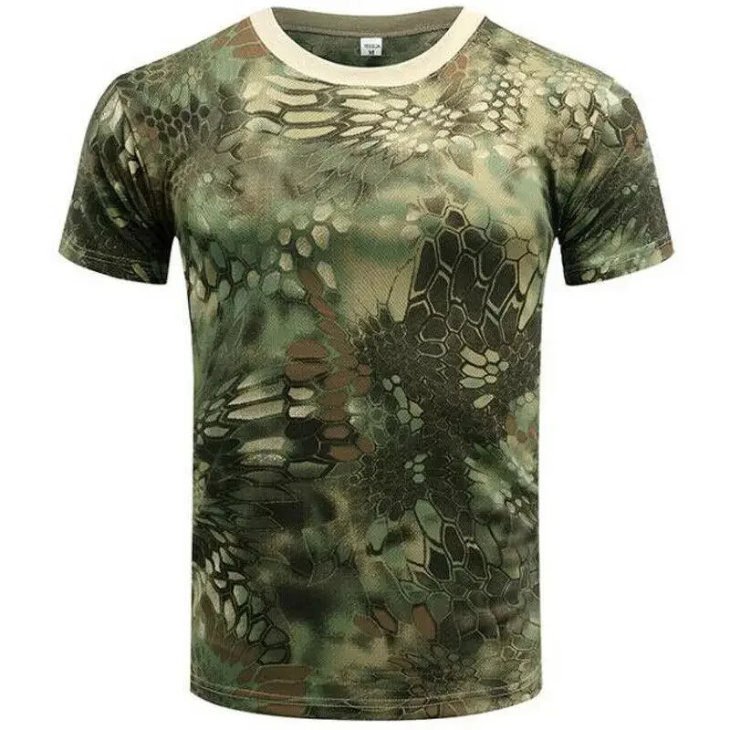 Men Tactical Military Dragon Scale 3D Print Short Sleeve Army Camouflage TShirts Casual O-Neck Oversized Camo Tee Top Streetwear