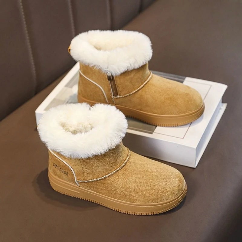 

Новинка 2026, зимние сапоги для девочек, зимняя теплая обувь, детская обувь на толстой флисовой подкладке с нескользящей мягкой подошвой для холодной погоды