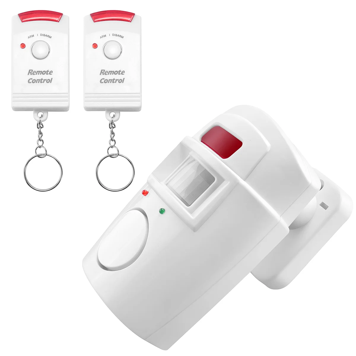Alarma con sensor de movimiento por infrarrojos: alarma antirrobo con 2 mandos a distancia, adecuada para el hogar/garajes/lojas