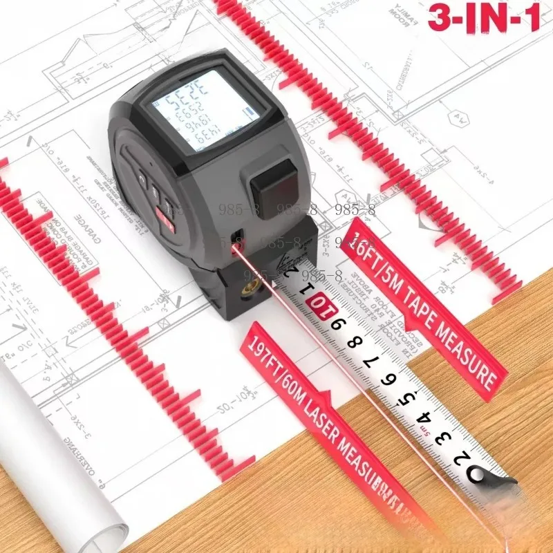 Millimeter Accurate Multi-function Electronic Ruler, Laser Tape Measure with Large Cross Line for Indoor Space Measuring