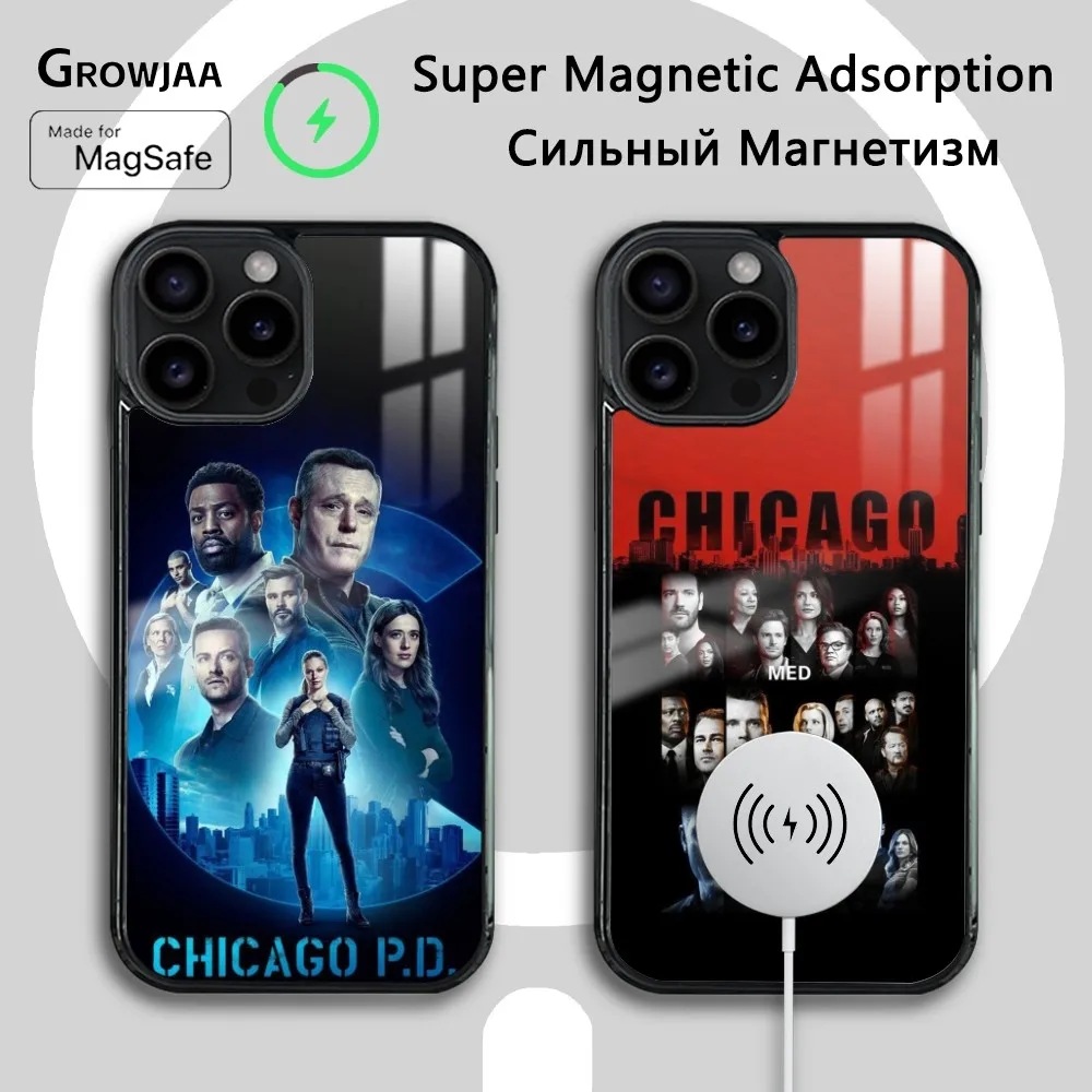 TV C-Chicago p-P.D Phone Case For iPhone 16 15 14 13 12 11 Pro Max Plus Mini Magsafe Mirror Wireless Magnetic Cover