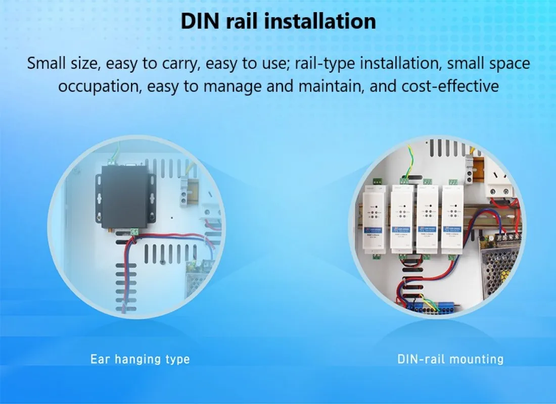 標準のDINレール産業用イーサネットサーバーコンバータ、Wi-Fi、rs485シリアルからcp/ip、USR-DR404、2個