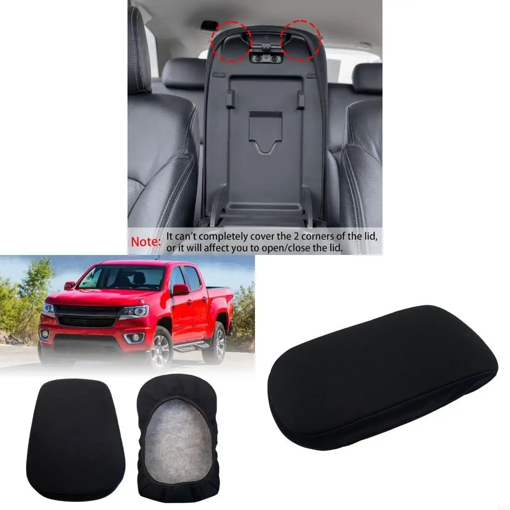 F1CF Armrest Consoles Lid Black Nylons Cover for 2015-2022 Car Accessory