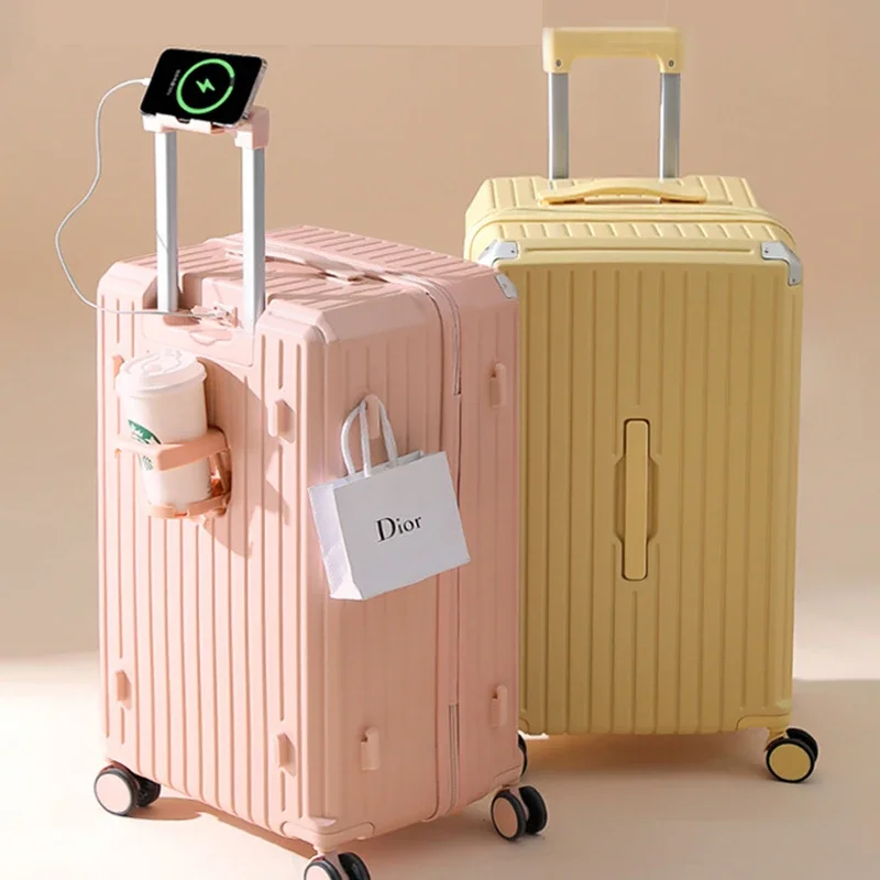 20/24/26/28/30 Inch Travel Suitcase Trolley Case With wheels Rolling Luggage MultiFunctional Carry-on Luggage with Cup holder