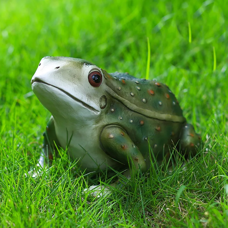 Cute Resin Large Frog Simulation Statue DIY Outdoor Garden Bonsai Store Decoration Animal Sculpture For Home Desk Decor Ornament