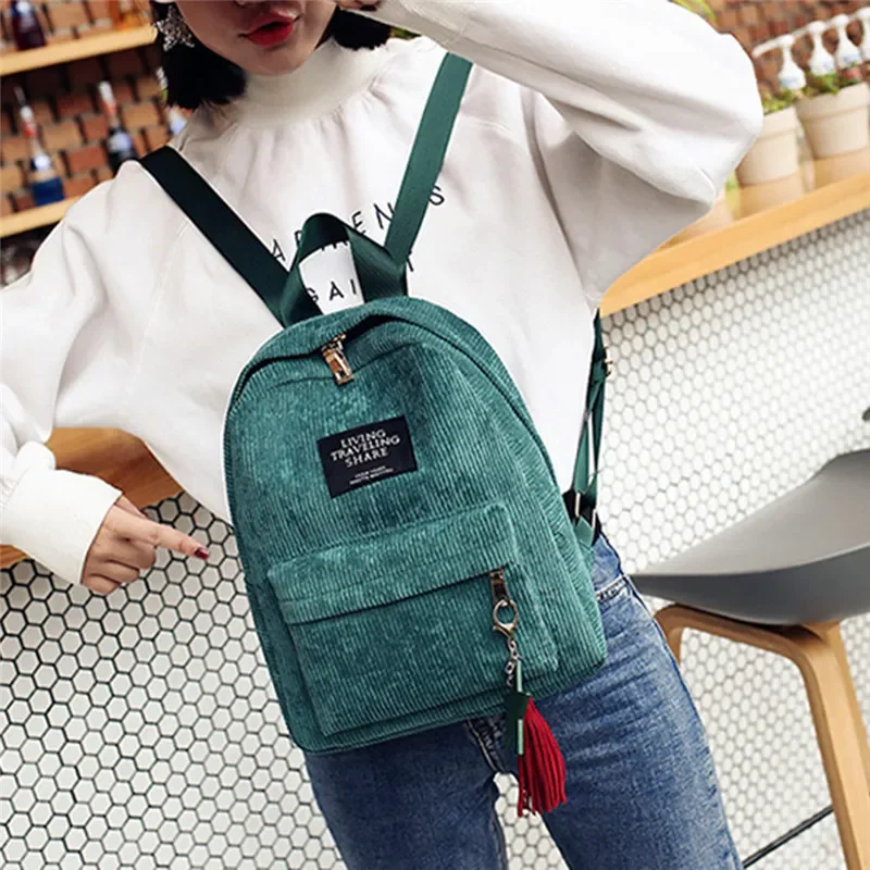 Fashion High School College Students Book Bag Simple Corduroy Female Backpacks Large Capacity Bags Rucksack