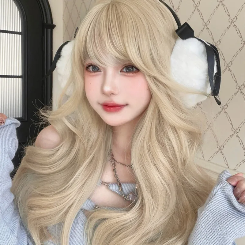 

Wig woman long hair cute girl daily soft sister realistic curly