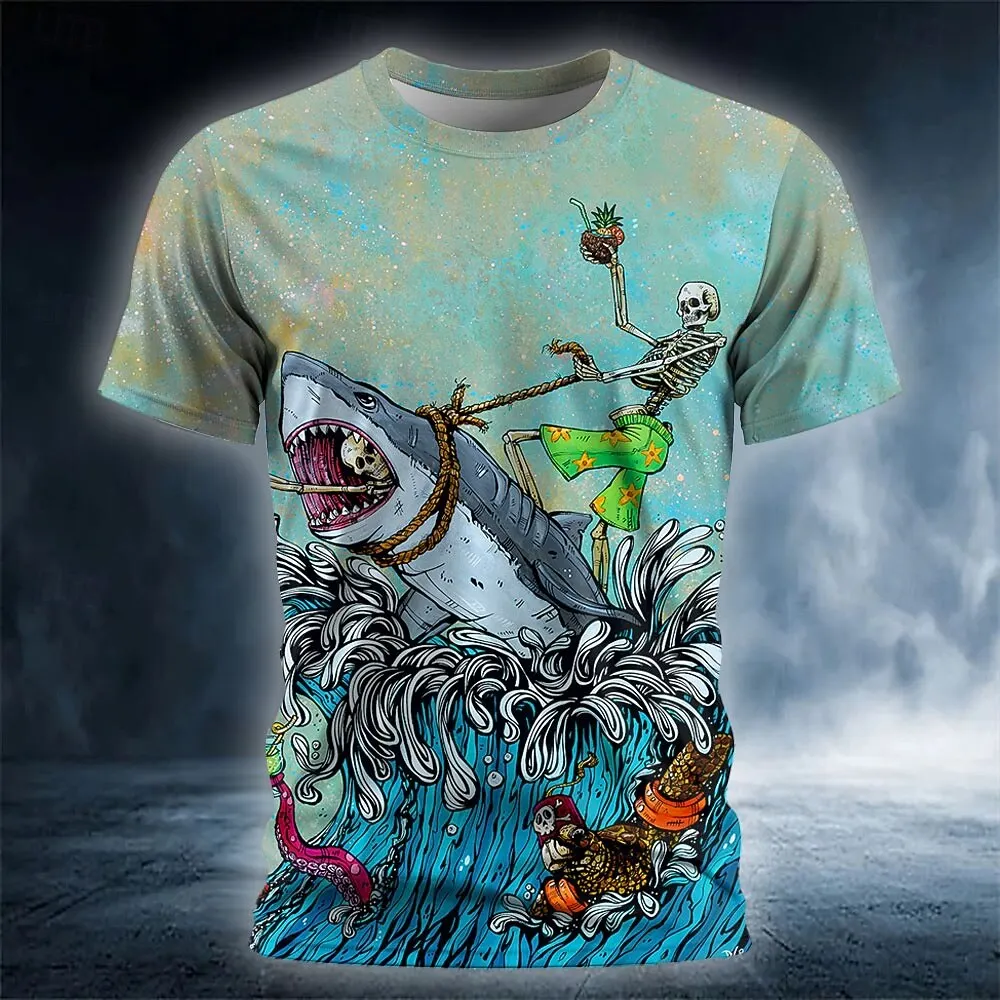 

Funny Skull 3D Print Men's T Shirt Summer Casual O-neck Short Sleeve Tops Hip Hop Trend y2k Clothes Fashion Loose Tees Pullover