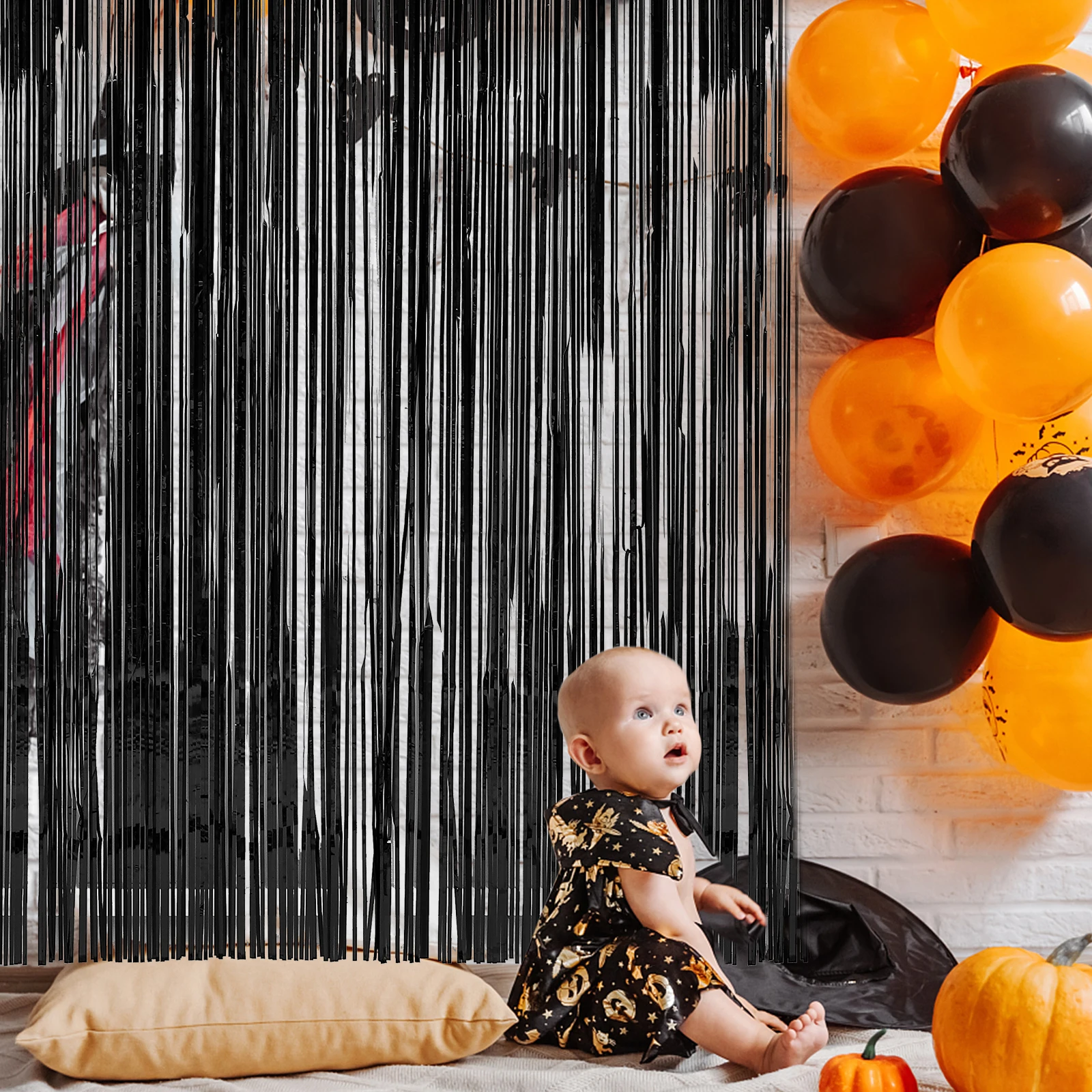 

5pcs Thickened 2m Rain Foil Fringe Black Backdrop Curtains Party Decorations Door Wall Window Stage Baby Shower