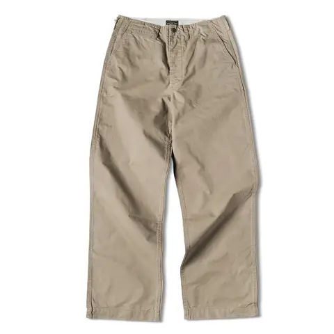Qingtian workwear American retro men's pleat-free loose straight casual pants high waist twill casual khaki pants
