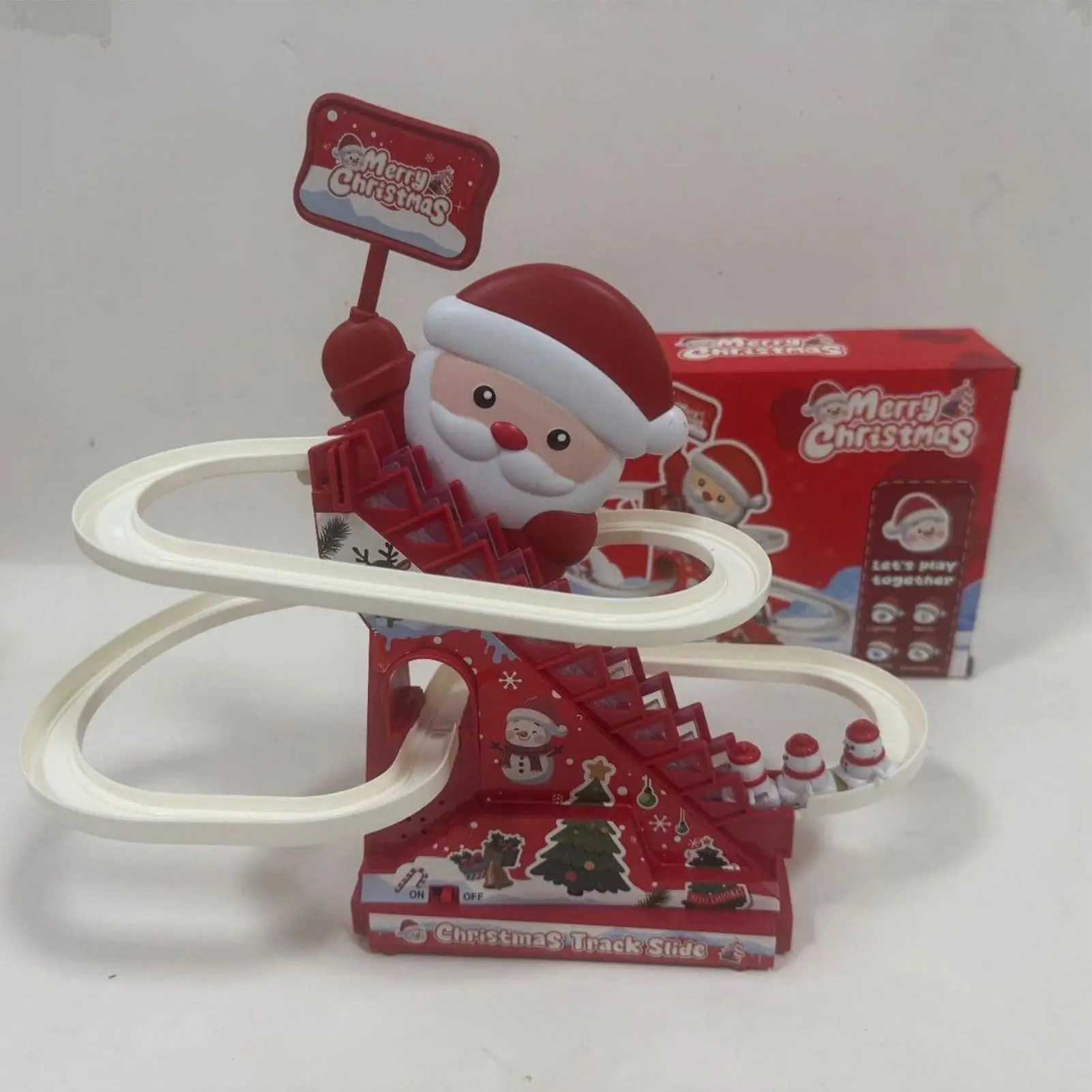Santa Climbing Toy Santa Electric Slide Climbing Toys Electric Snowman Coaster With Light Music Track Activity For Boys Girls