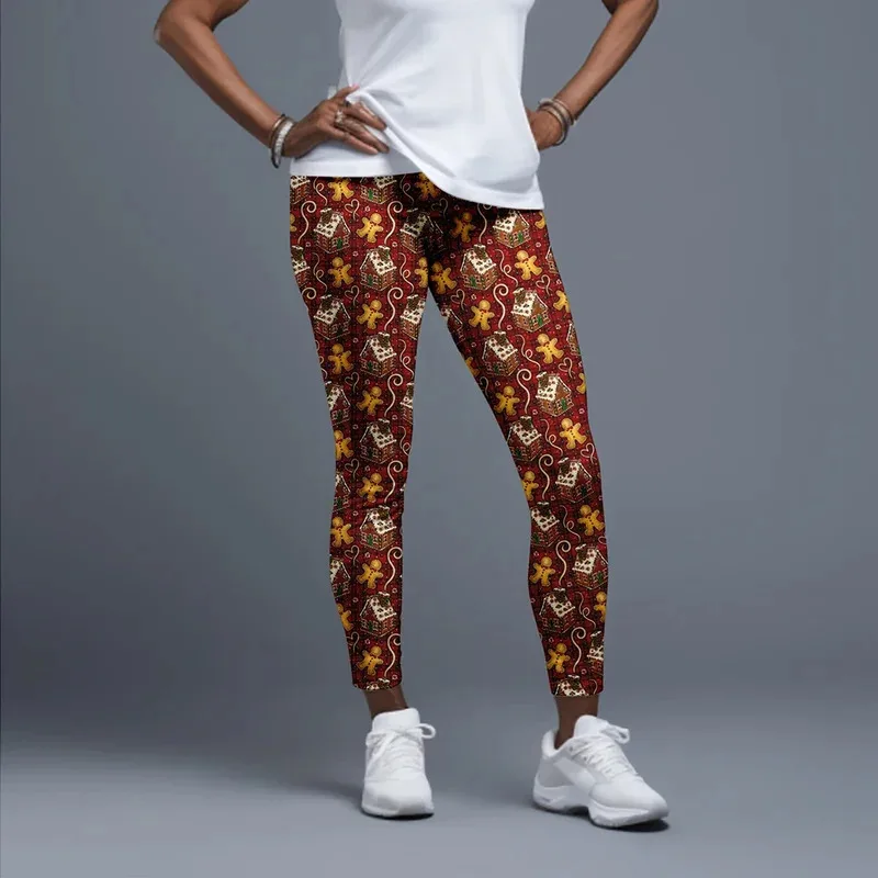 موضة جديدة الشتاء النساء اللياقة البدنية طماق عالية الخصر ثلاثية الأبعاد عيد الميلاد نمط الطباعة الرقمية بناطيل مثيرة طماق كاملة