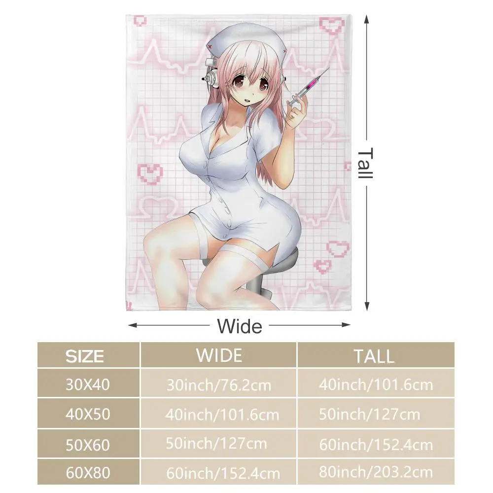 Anime Sexy Super S-Sonico Throw Soft Flannel Blanket Warm Knee Skin-Friendly Throw for Sofa Office Bed Traveling Winter Oversize - view 6