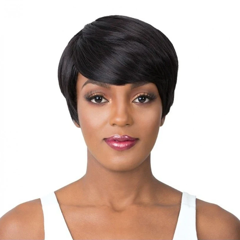 

Женские синтетические парики бордового цвета, смешанные черные прямые боб с стрижкой пикси, модные стильные парики для женщин, повседневное использование