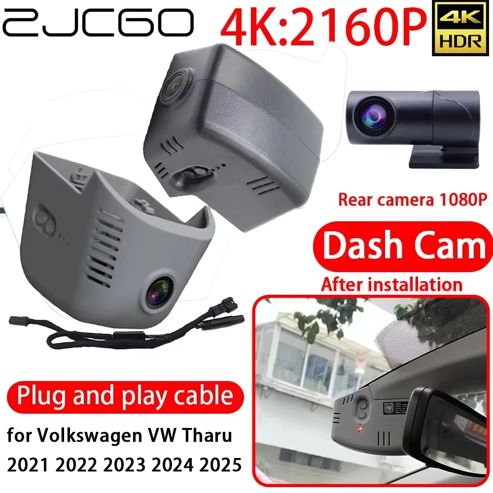 

ZJCGO for Volkswagen VW Tharu 2021 2022 2023 2024 2025 4K DVR Dash Cam Wifi Front 2160P Rear Lens Car Camera 24h Monitor