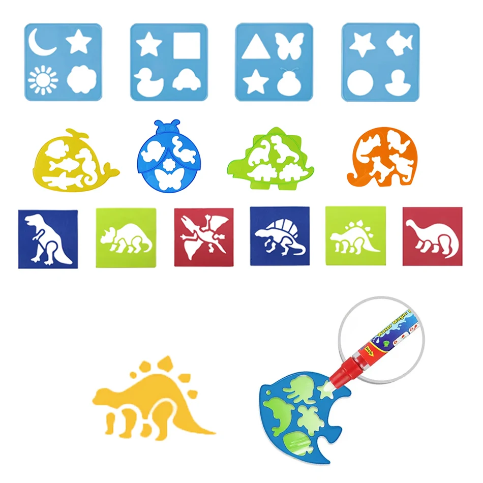 Magic Water Drawing Mat Accessories Animal Digital Template Roller Seal EVA Water Drawing Toy Art Tool Educational Toy for Kids