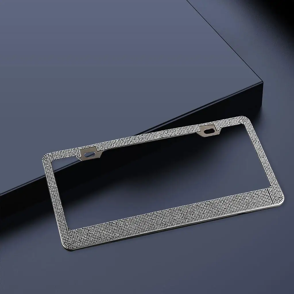 Crystal Diamond License Plate Frame for Auto Car Bling Rhinestone Sparkly Shining Luxury Front Rear Holder Rustproof Acrylic