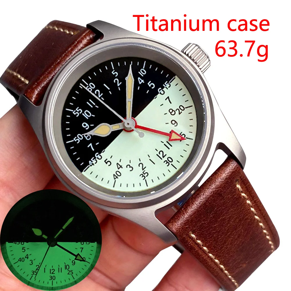 

316L Steel/Titanium Case Tandorio 36mm Military Field Watch Pilot Style Men 200M Diving NH34 Auto Watch Sapphire Half Lume Dial