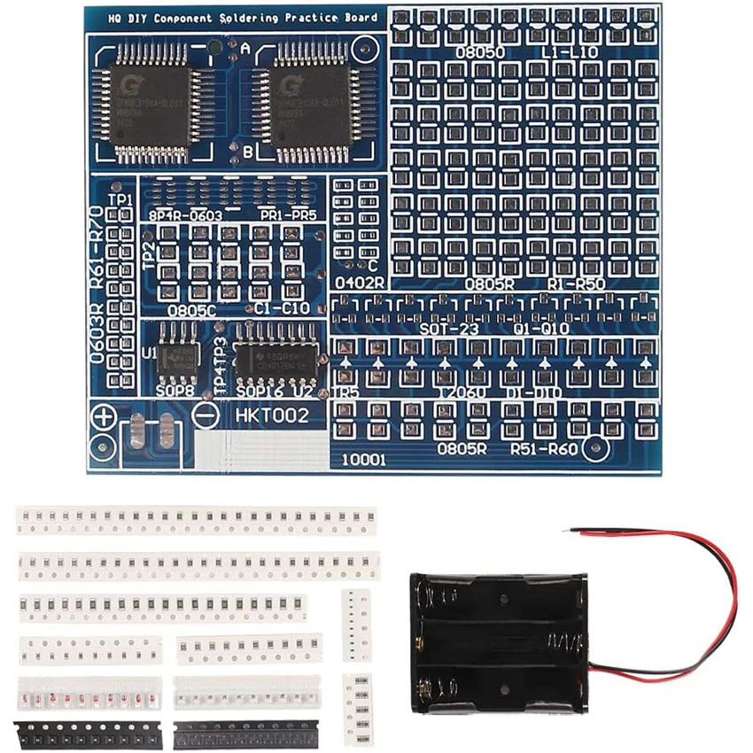 SMD/SMT Components Soldering Practice Board Electronic Project Kits DIY Soldering Kit Skill Training Board Led Transistor SMD