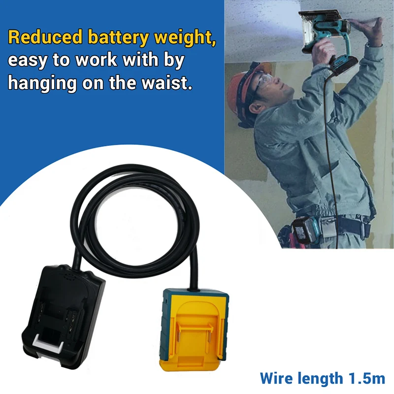 Portable Battery Extension Cord Tool For Makita 18v Lithium Battery Adapter Extension Cable For DEWALT 18v 20v max 