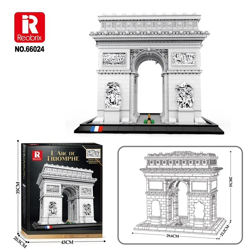 Arc de Triomphe Landmark Building Blocks - Puzzle del paesaggio urbano parigino, modello architettonico educativo per bambini e collezionisti