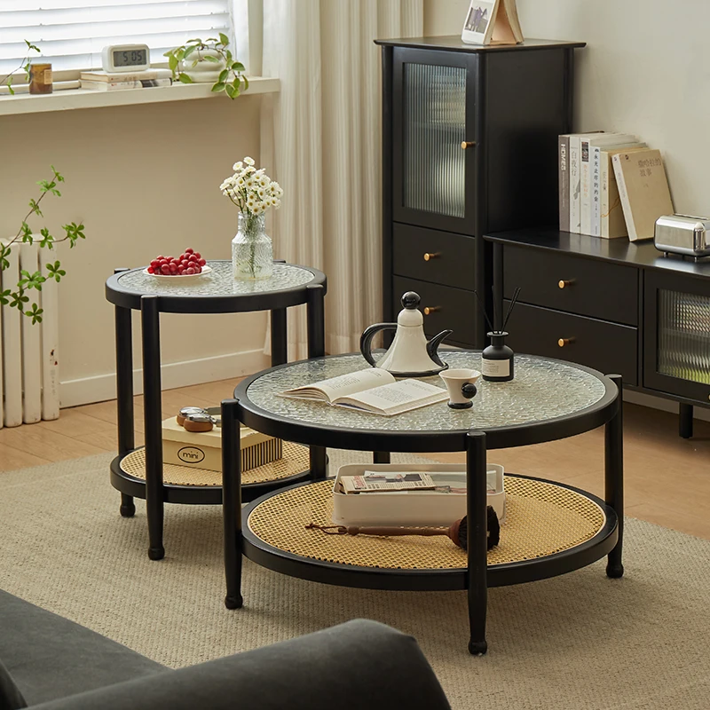

Midcentury Vintage Coffee Table Round Glass European Trendy Coffee Table Living Room Glam Table De Salon Home Furniture
