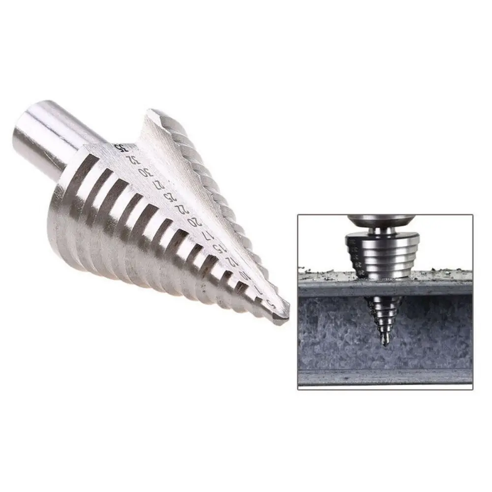 2 Pcs High Speed Steel 13 Steps Step Drill Tool 5-35MM Cone Shank Bit Set Cutter Multiple Hole Metal Cutter Metals