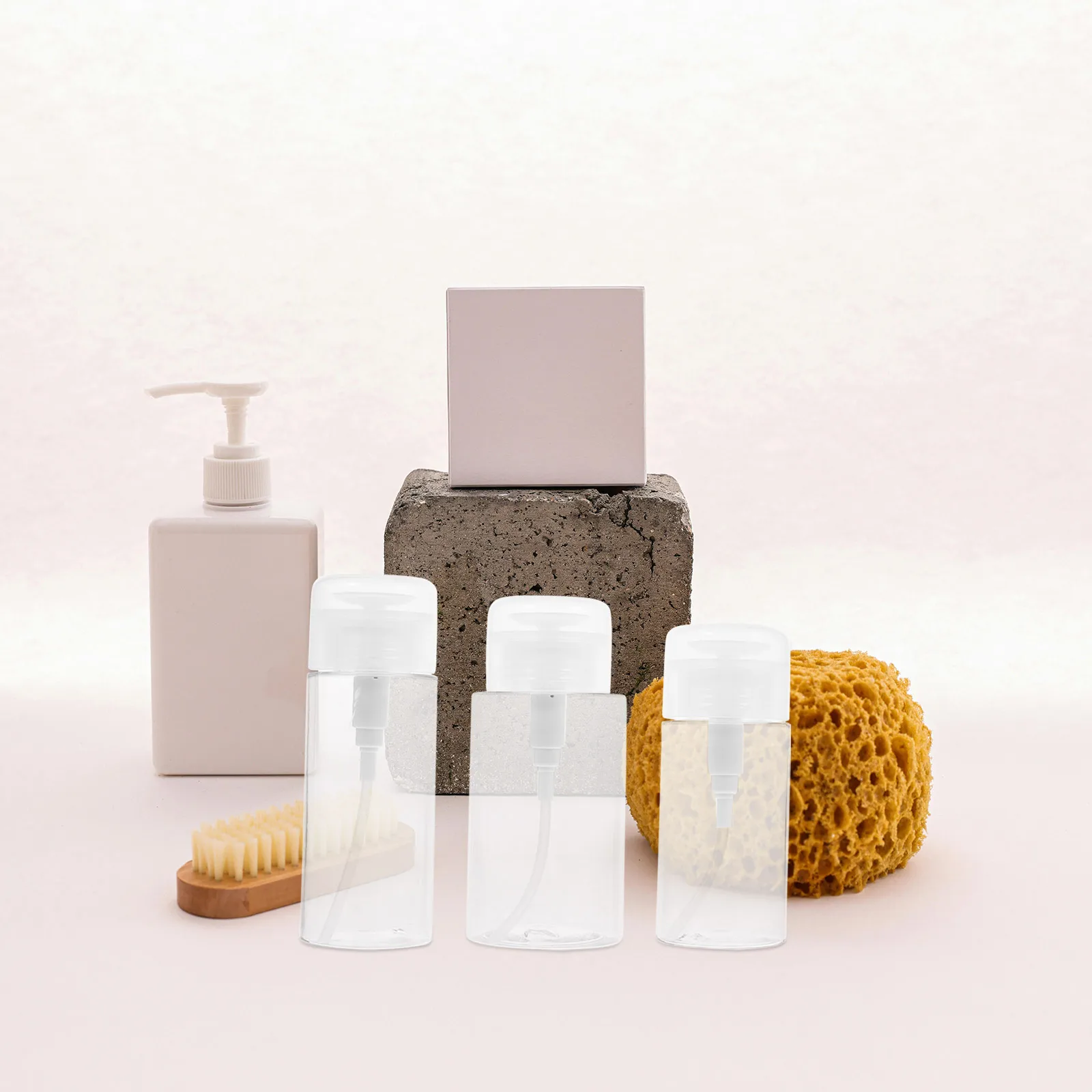 

3pcs Skincare Dispenser Empty Liquid Bottle Push Down Pump For Nail Polish Remover Alcohol Anti-Leak Storage Bottle